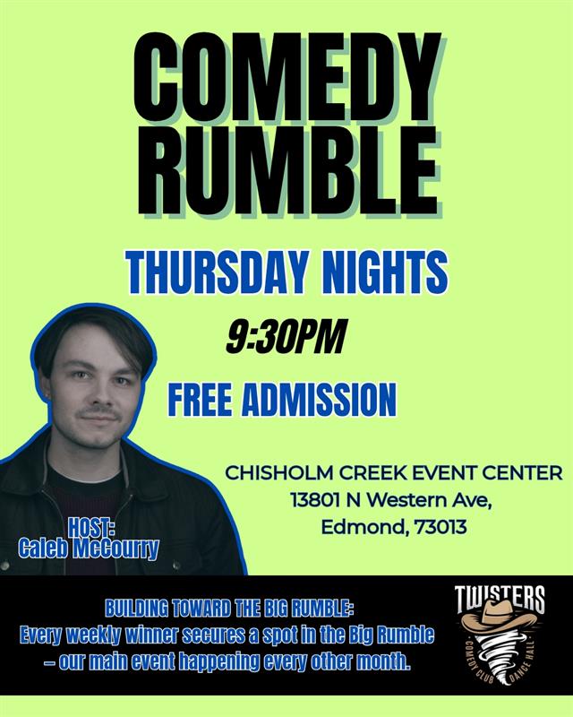 Comedy Rumble Flyer with event details.