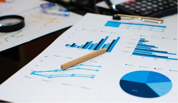 business graphs on paper