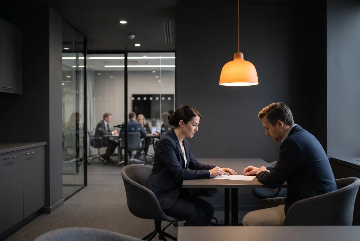 Financial services office representing Delvetek's managed IT and cybersecurity for insurance firms