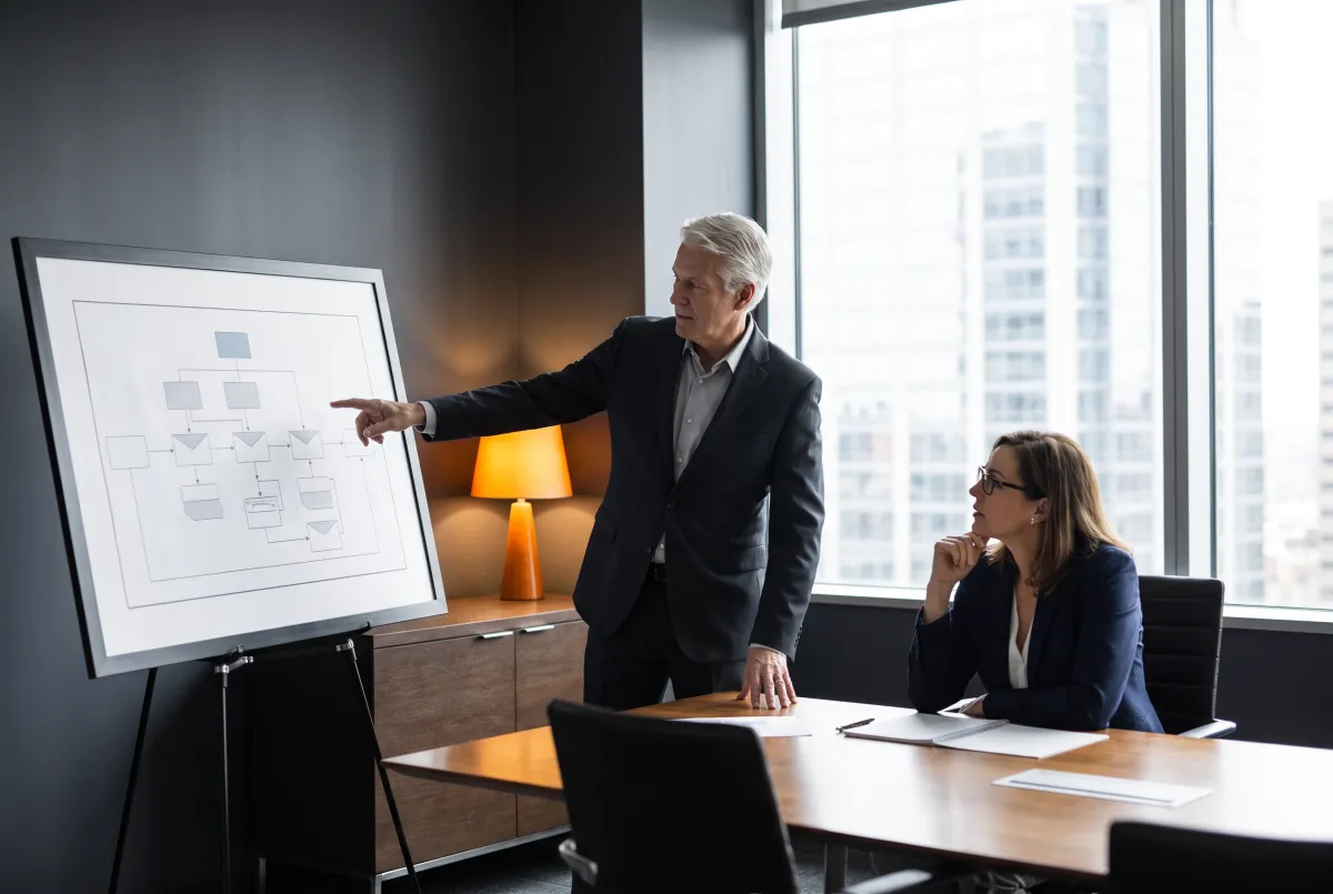 Security advisor presenting a strategy roadmap to a Delvetek client