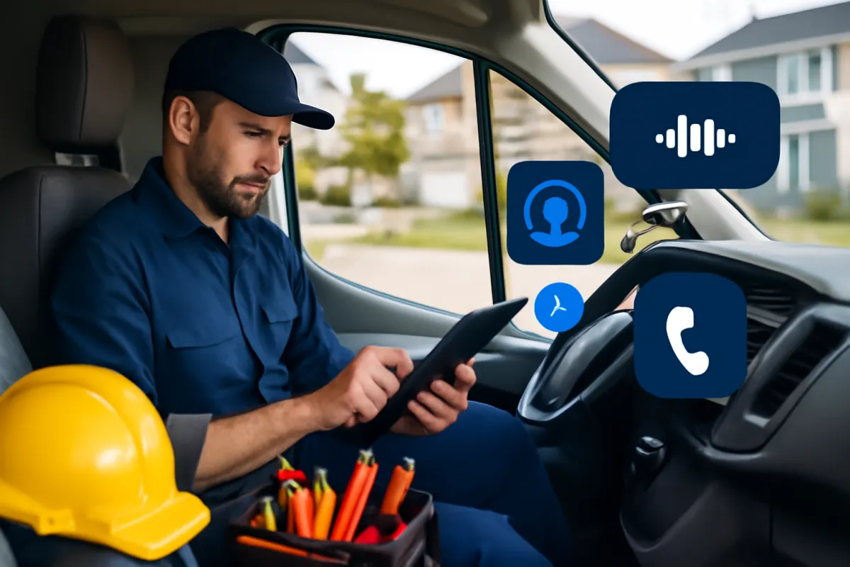 Electrician using an AI receptionist to answer calls and schedule electrical service appointments