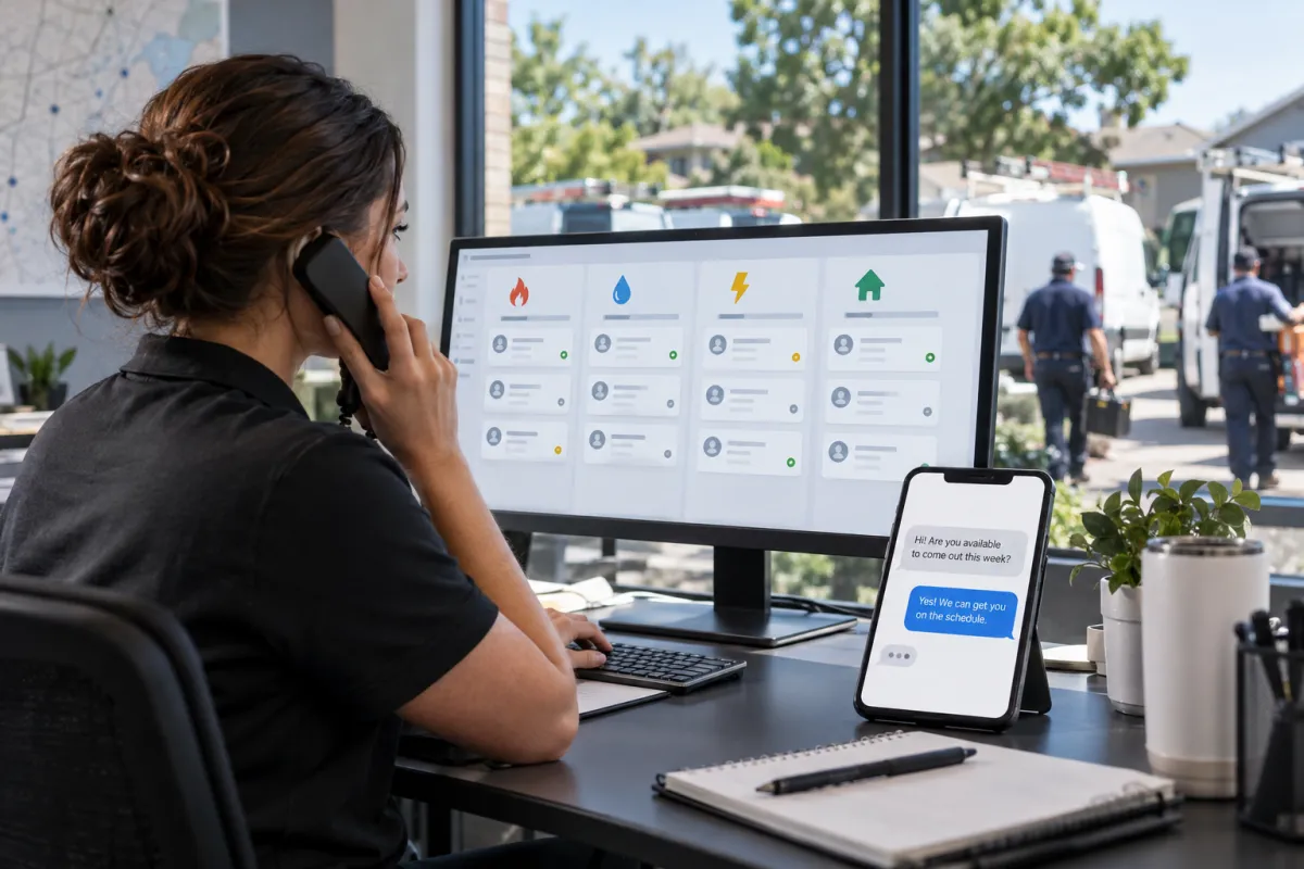 Lead follow up automation dashboard for a home service company managing contractor inquiries