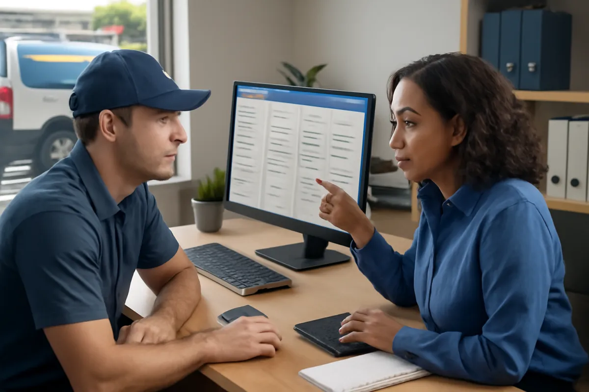 Electrician reviewing automated estimates, lead follow-up and bookings in a CRM
