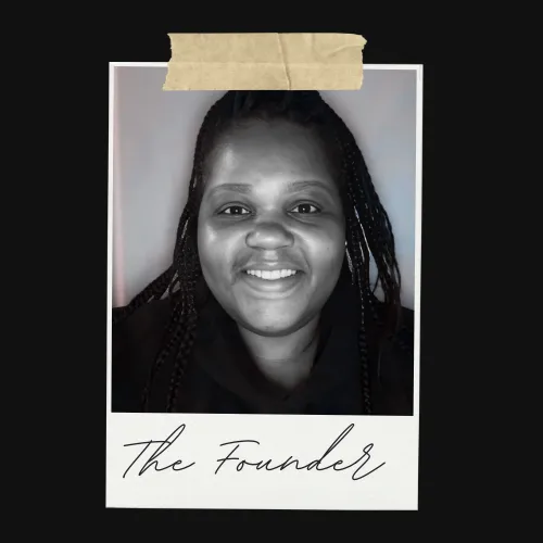 black and white picture polarid style of the Founder, April Marie Johnson