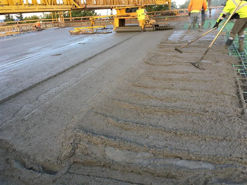 Large concrete foundation being poured