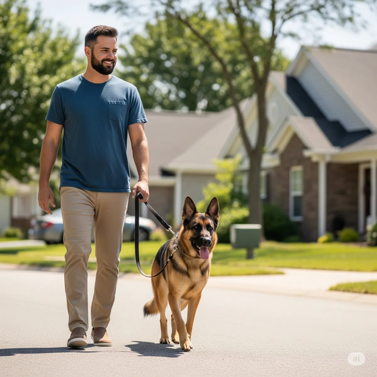 man walking his dog