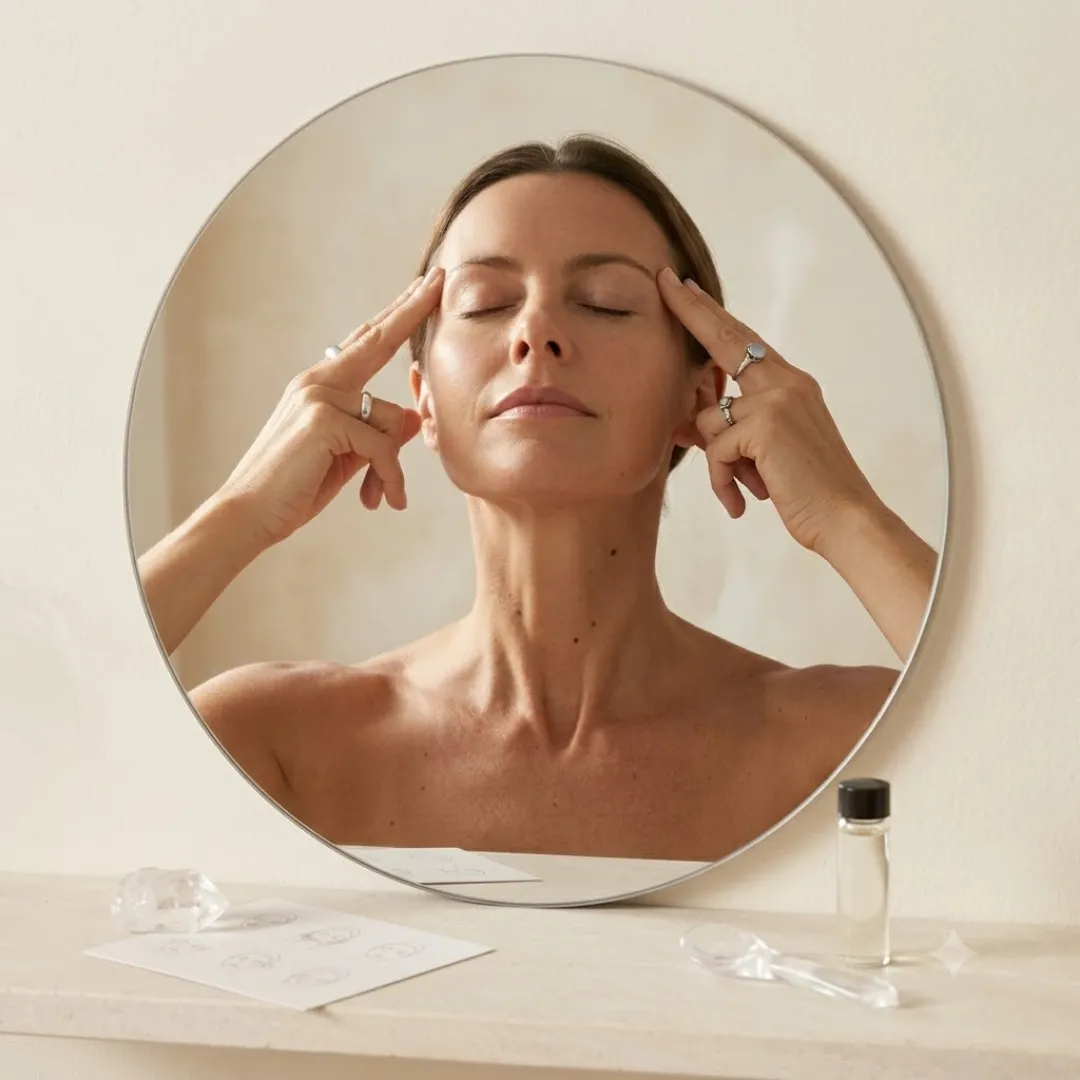 Face yoga practice in session