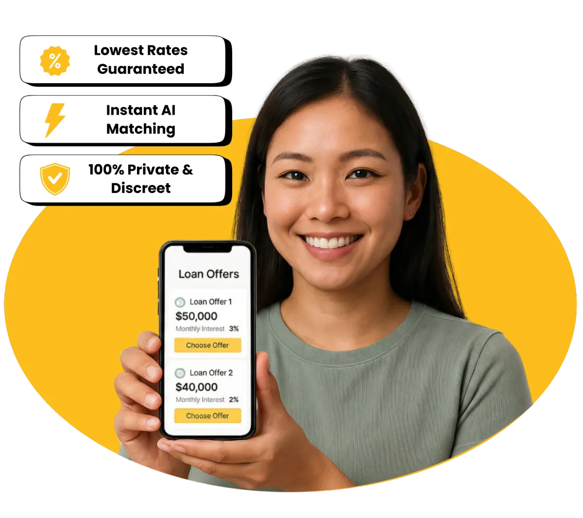 Singapore woman comparing personal loan offers with lowest rates, instant quotes and cashback on PickMeALoan.
