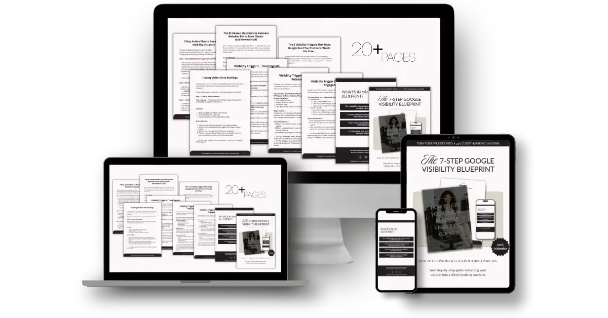 A high-resolution mockup of the cover of our Free 7-Step Google Visibility Blueprint