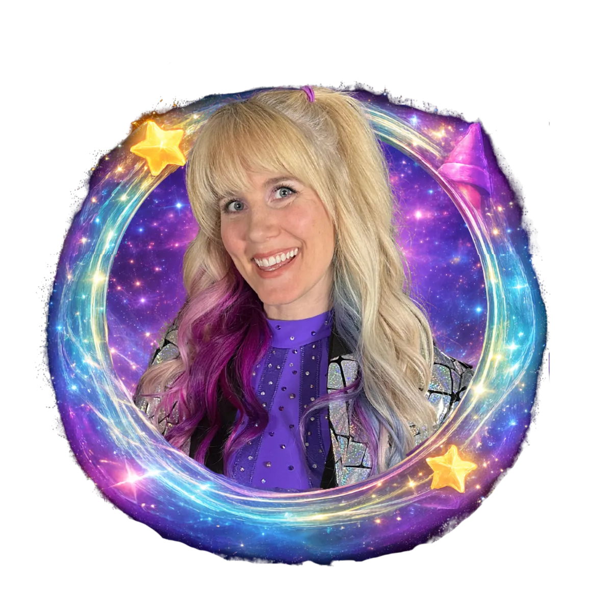 Portrait of an energetic female magician named Tonya