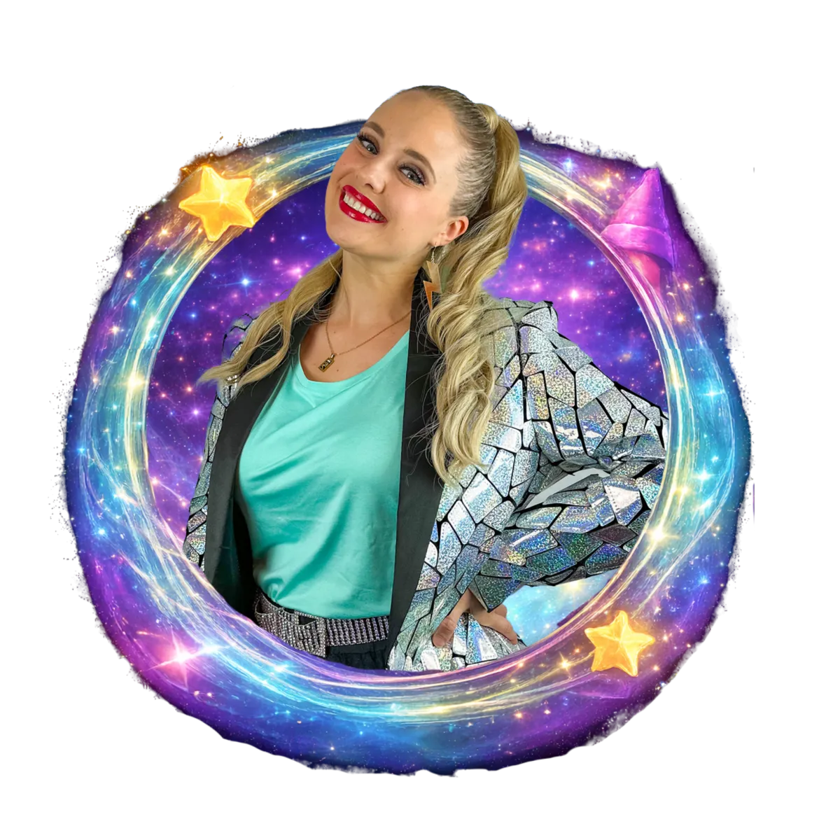 Portrait of a whimsical female performer named Mel