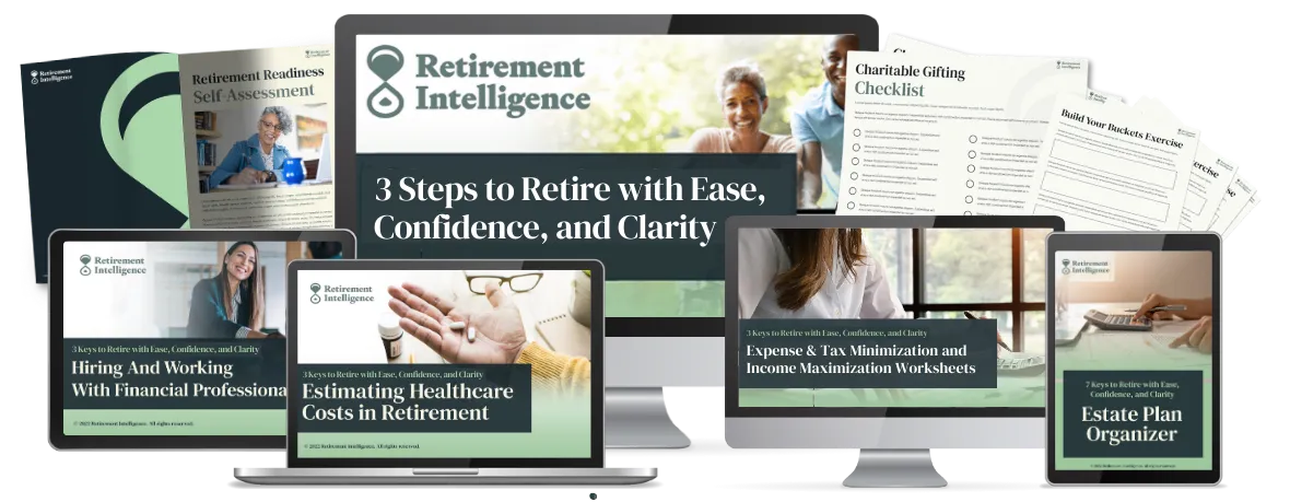 Mockup collage of Retirement Intelligence Formula masterclass content