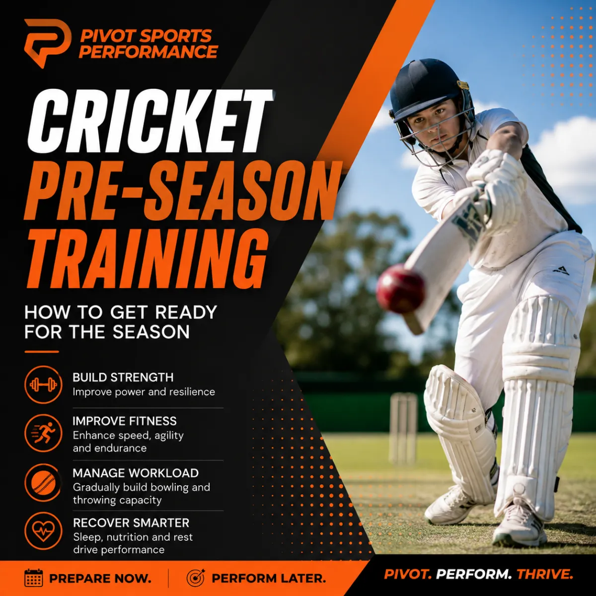 Young cricketer managed by strength and conditioning coaches for preseason training 
