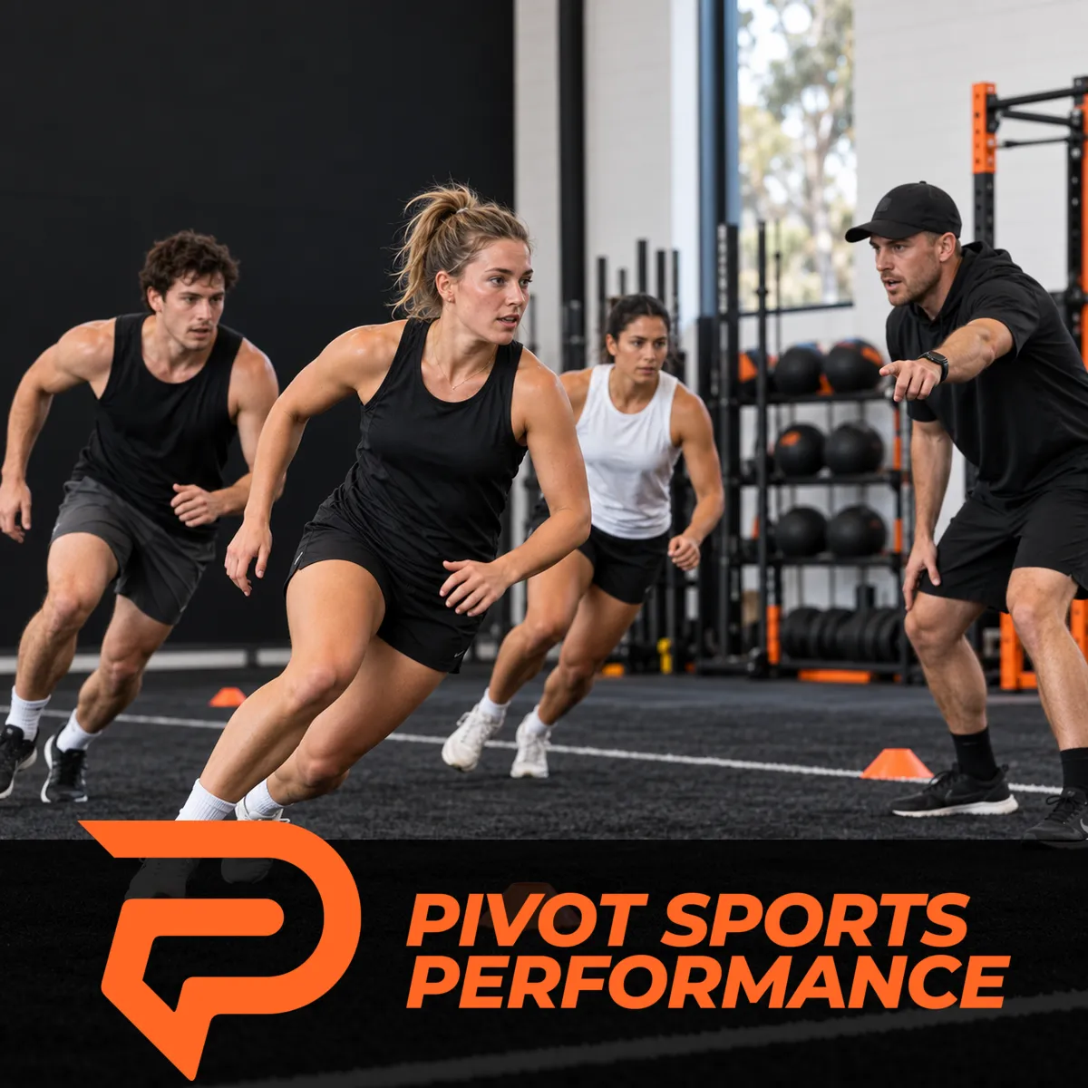 Football athlete completing AFL off-season strength and conditioning with a coach in a Melbourne performance gym.