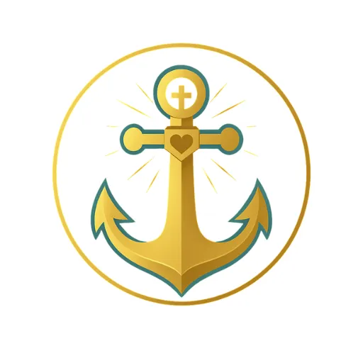Community logo of CR Multitalented by Crystal Roman featuring gold anchor with cross and heart symbolizing faith, healing, and resilience. 