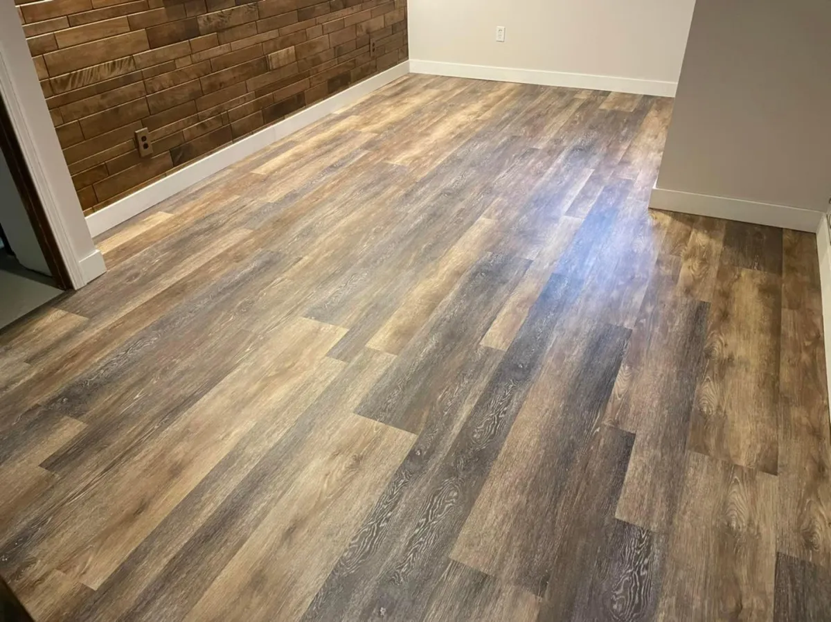 Hardwood flooring installation in living room