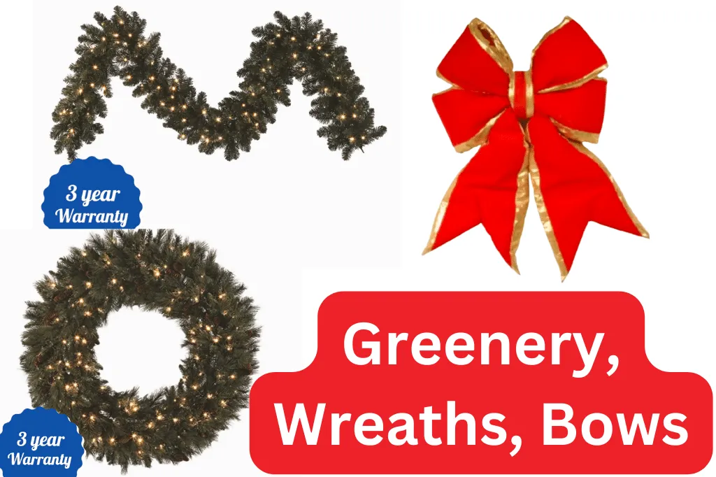 Christmas wreaths bows and garland