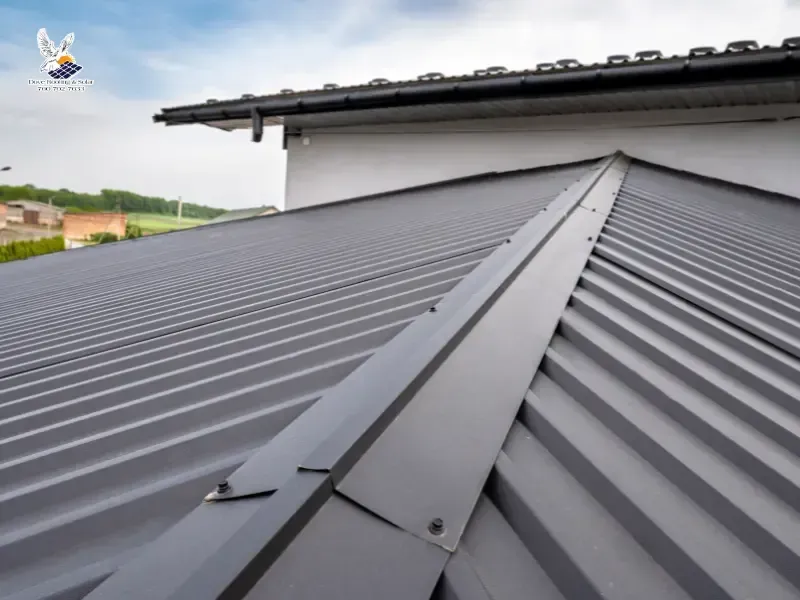 Standing seam metal roof on a mountain-style home