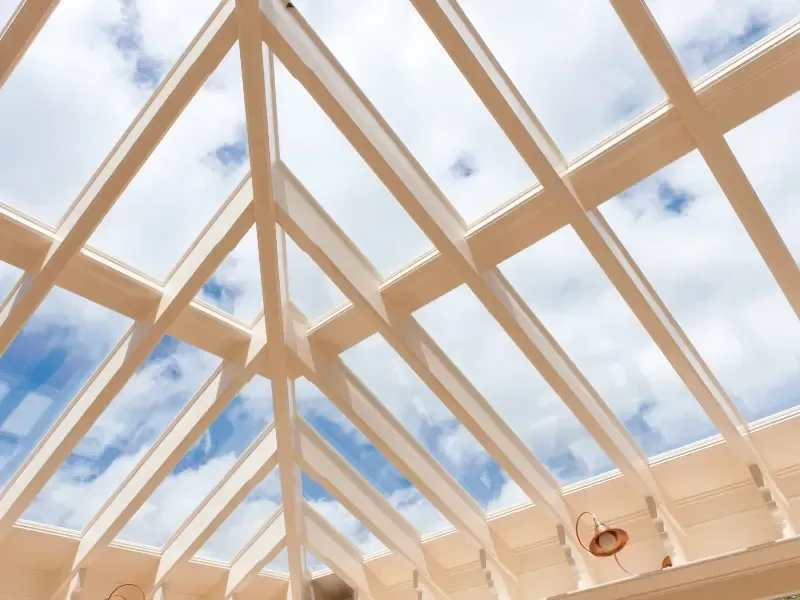 Glass roof lantern skylight, shown for illustrative comparison only.