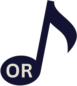 Blue Music Note with the word or in capital letters