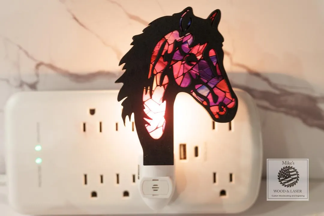 Horse head laser engraved night light