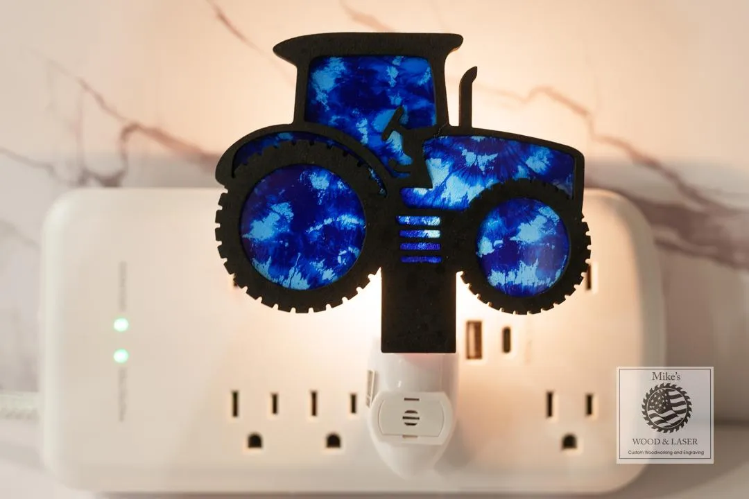 Laser engraved tractor night light