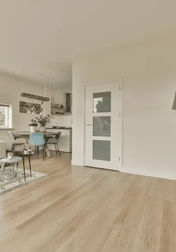 New vinyl plank flooring installation in a Spruce Grove residence.