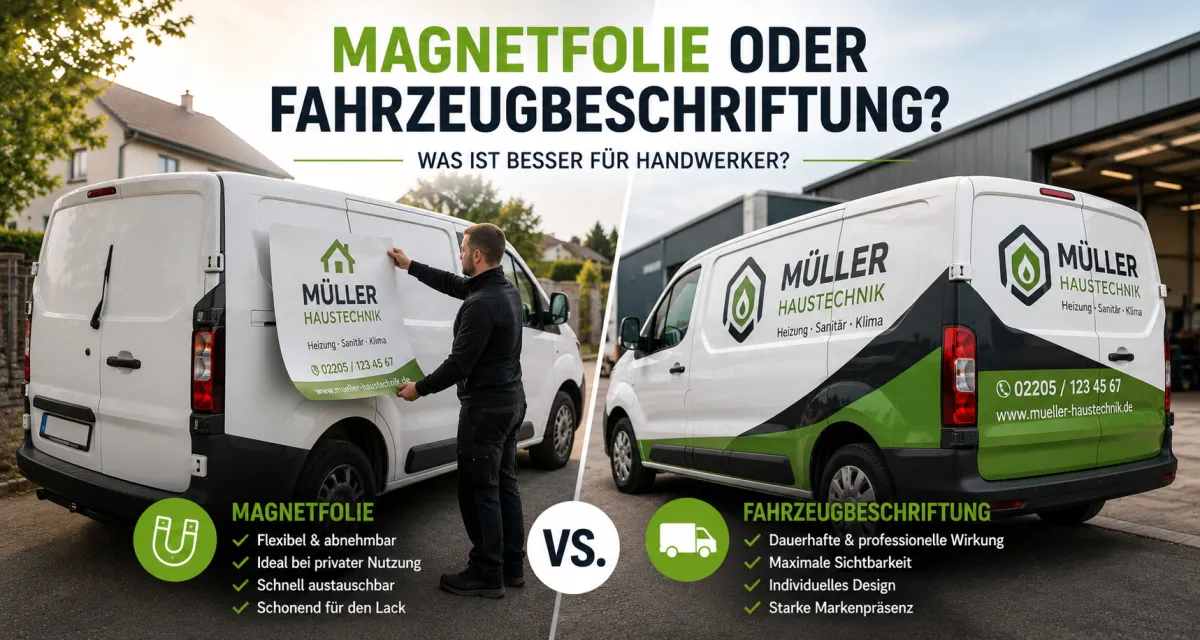 Magnetfolie oder feste Fahrzeugbeschriftung für Handwerker – was ist besser?