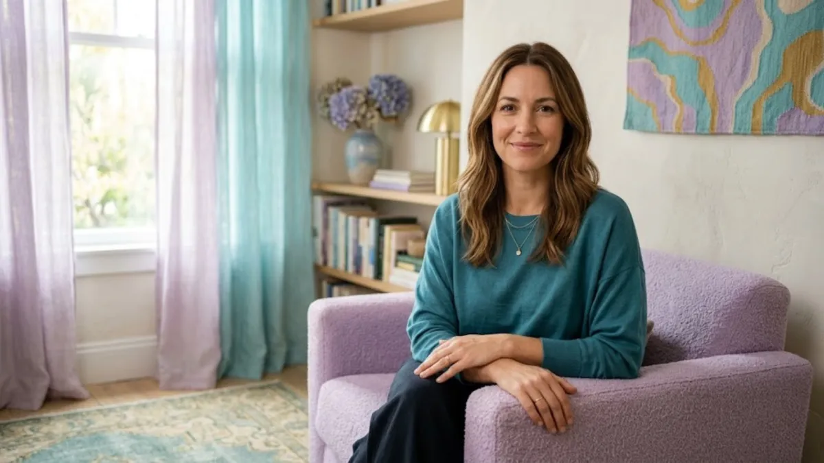 Image of a calm, happy woman who knows how to manage her emotions