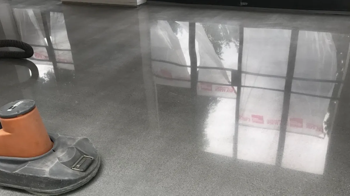 Finished polished concrete floor in an industrial space designed for high traffic and long-term performance