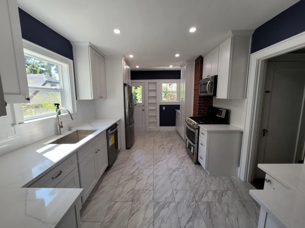 white and brown kitchen counter