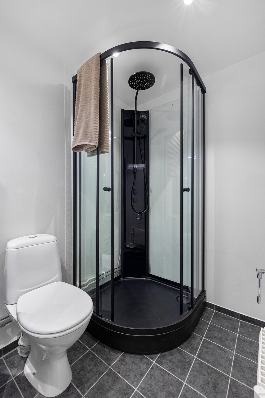black framed shower