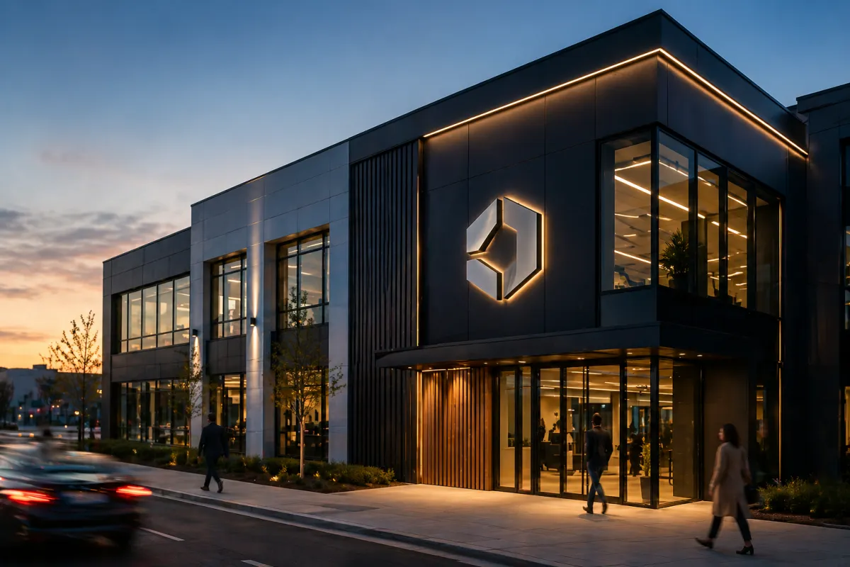 Professionele gevelaankleding voor een bedrijfsgebouw – gevelbekleding en gevelreclame door Herva-Doublet