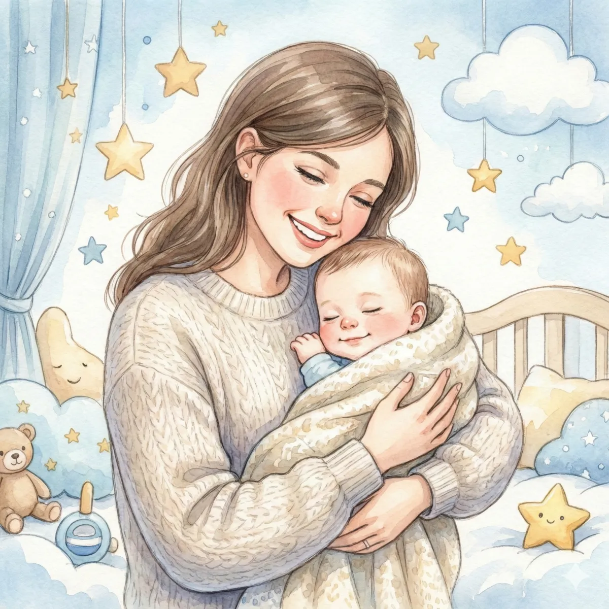 A Woman Holding her baby Illustration