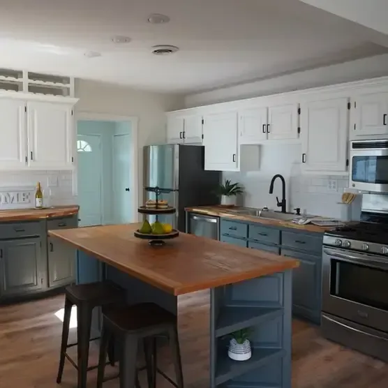 Contemporary kitchen renovation contractors completing a full gut renovation in St. Louis