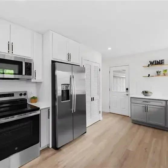 Small kitchen remodel near St. Louis maximizing space with pull-out pantry and under-cabinet lighting