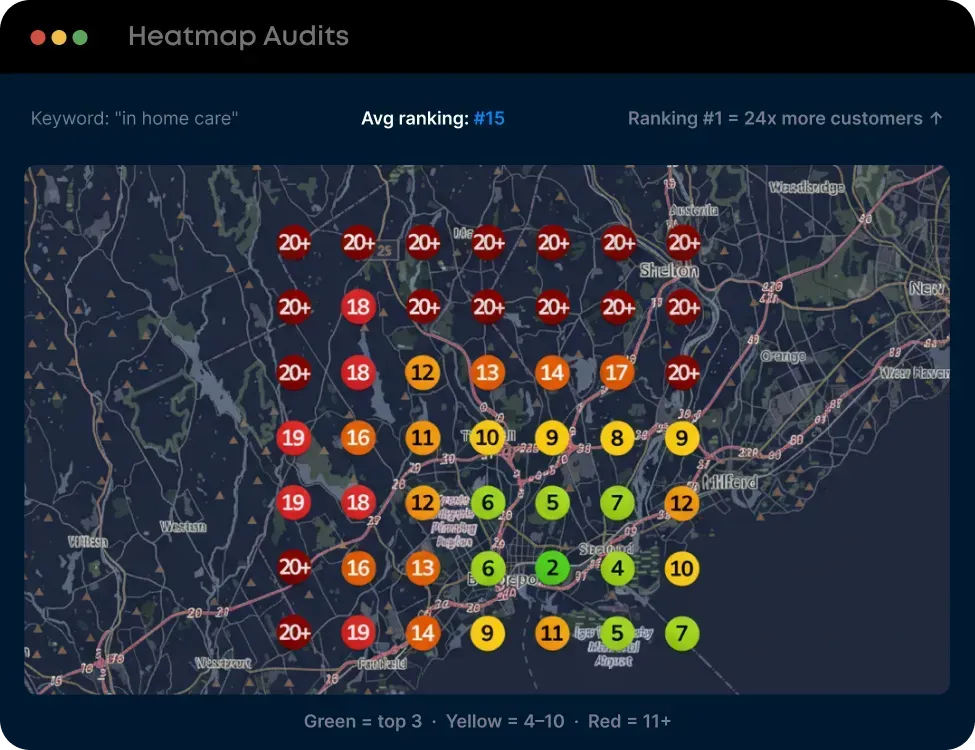 Keyword Ranking Geographic Heatmap Audits Screen