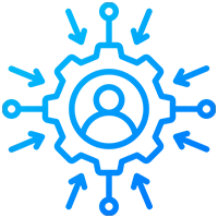 Blue abstract shape for dental marketing visual