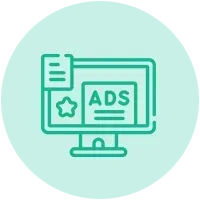 Marketing icons around megaphone for social media