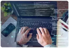 Laptop displaying content creation for healthcare marketing