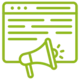 Megaphone on envelope icon for email marketing in dentistry