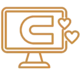 Megaphone with chat, video, heart icons for healthcare social marketing