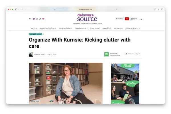 Kicking Clutter with Care: Organize With Kurnsie Featured in the Delaware Source