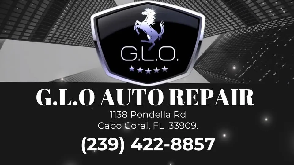 Logo e información de contacto de GLO Auto Repair, taller asociado ubicado en Cape Coral, FL