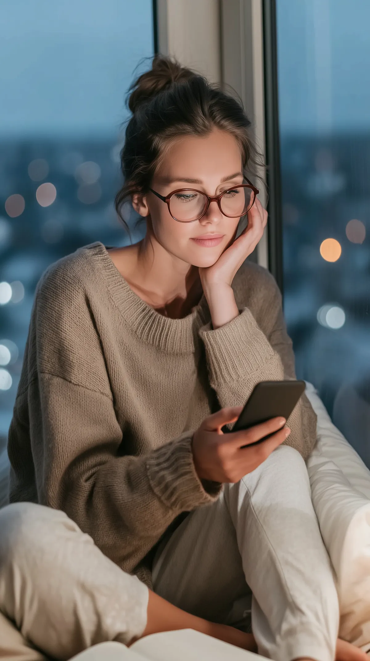 woman trying ring salon at night