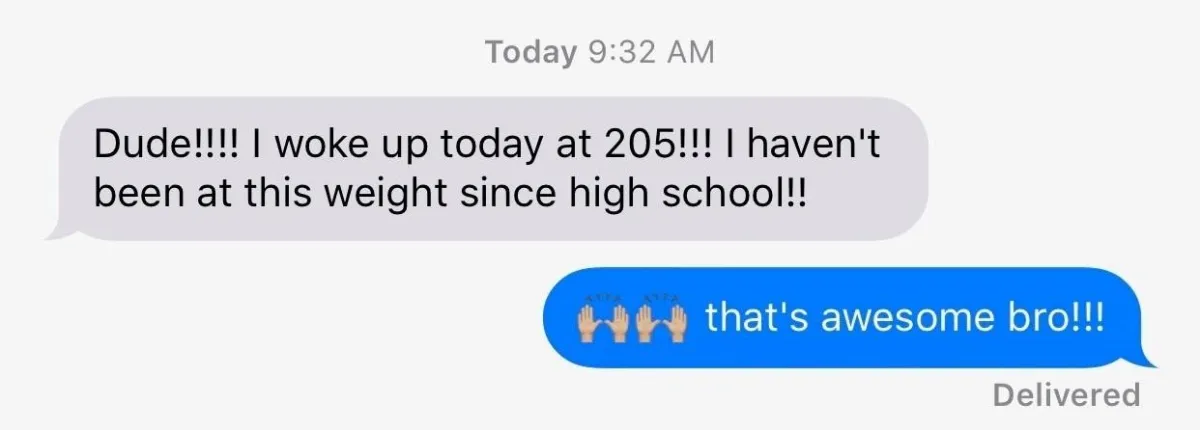 Dad reaching his high school weight and transforming his health.