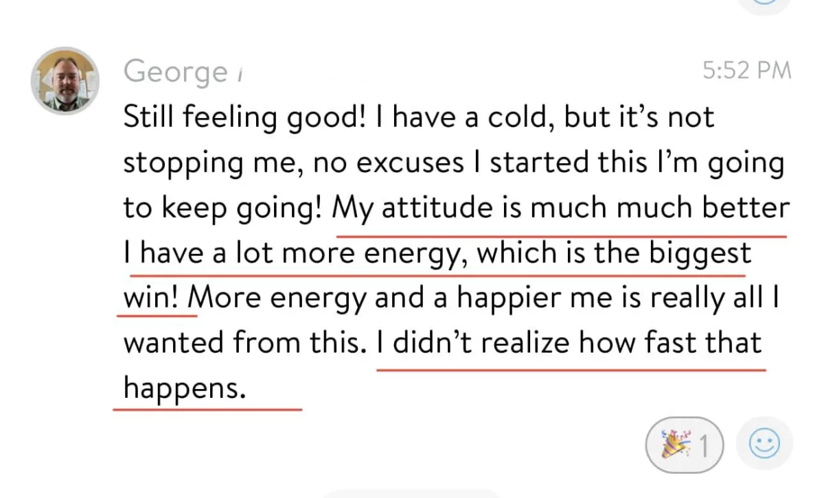 Dad energized and happier with improved mindset and fast results from online coaching
