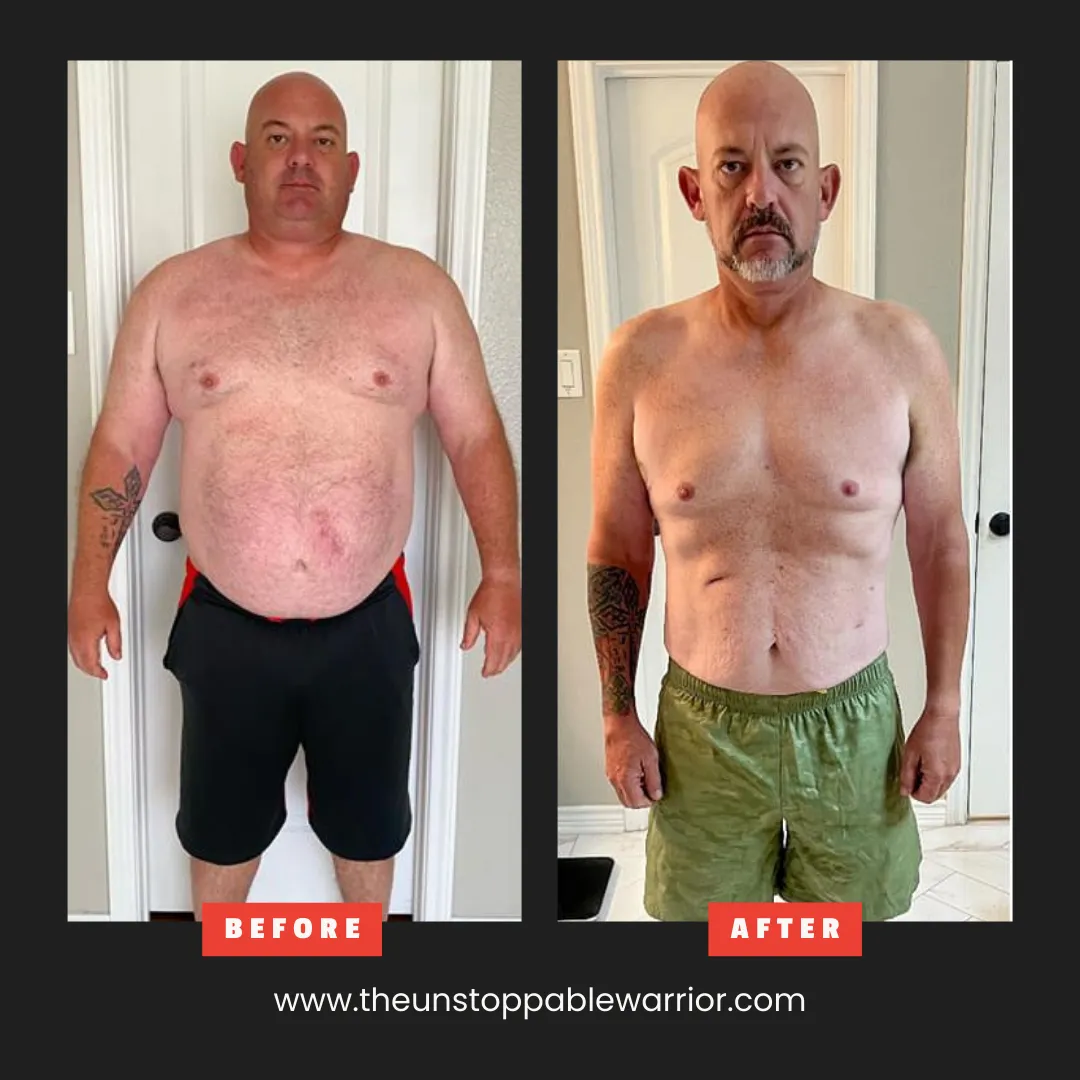 Older male transformation – significant fat loss with the Unstoppable Way fitness program
