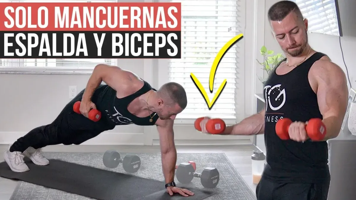 Rutina de Espalda y Biceps con Mancuernas SIN BANCA | Ejercicios de Espalda y Biceps con Mancuernas
