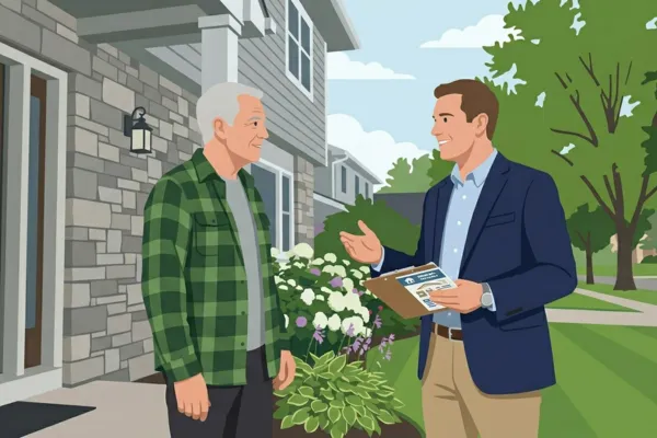 A realtor is guiding a client about staging.